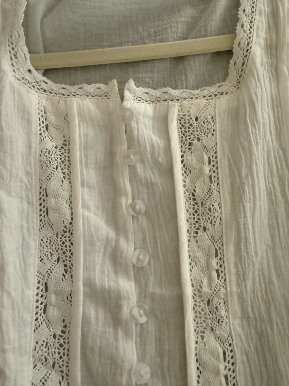 Boho White Lace-Trim Peasant Blouse - Picture 2 of 4